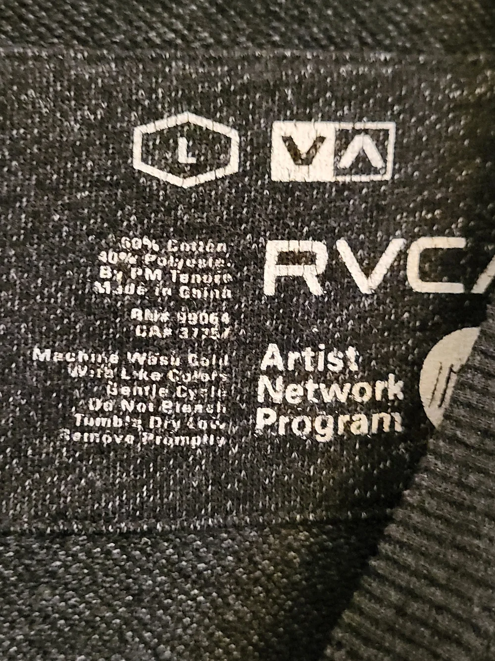 RVCA Men's Charcoal Crewneck Sweater with VA Logo